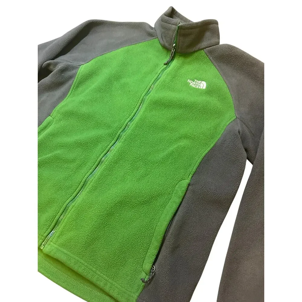 The North Face Men’s Full Zip Fleece Jacket- Green & Charcoal Grey- Size XL